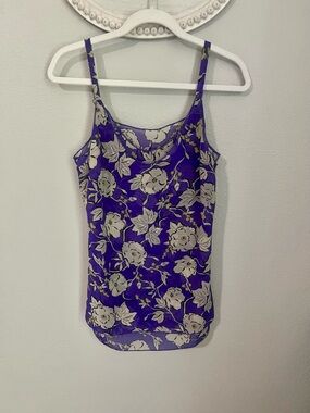 CAbi Purple Floral Camisole with Cream Print